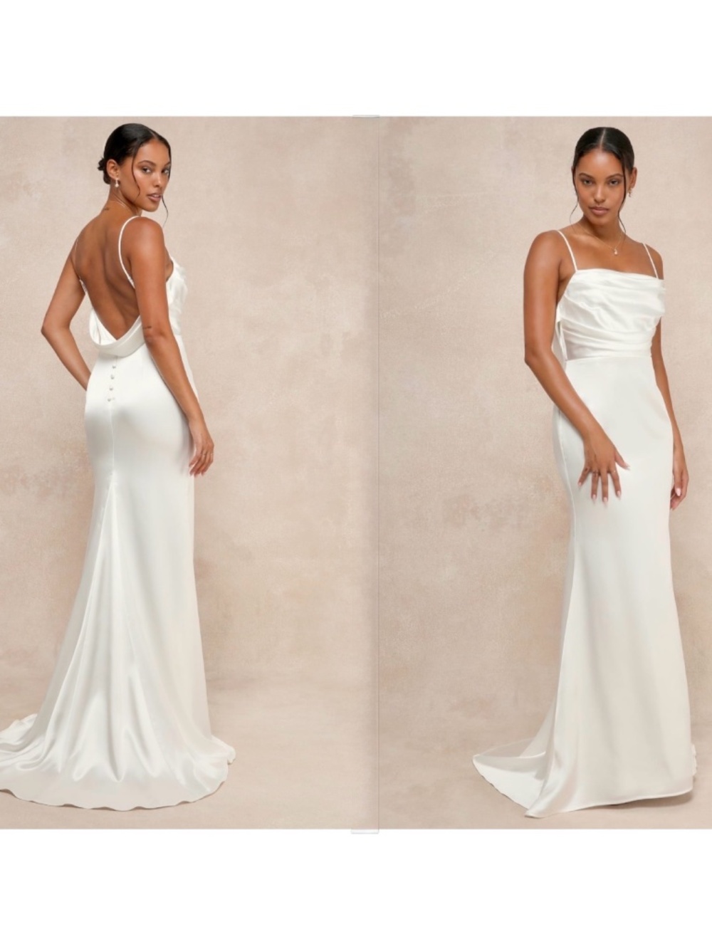 NWOT Lulus Lovely Endearment White Satin Sleeveless Backless Wedding Dress S